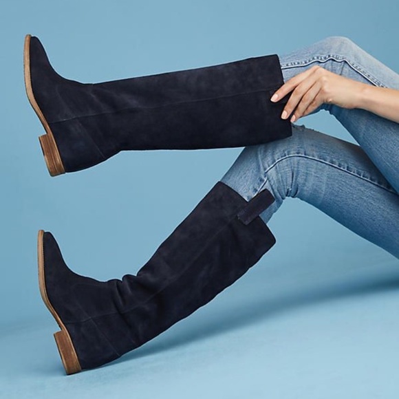 Anthropologie Shoes - Anthropologie Navy Suede Boots